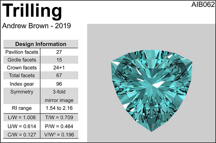 Free Gemstone Faceting Design by Andrew Ian Brown Trilling facet Diagram